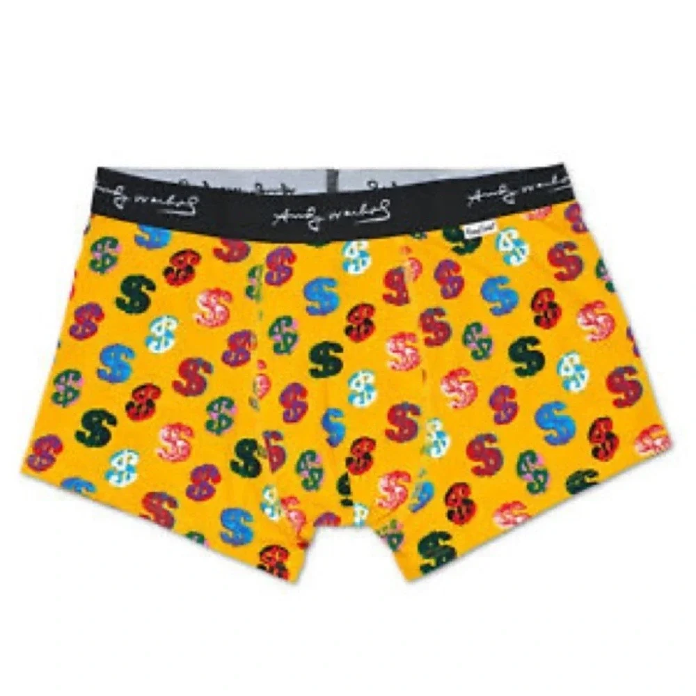 Andy Warhol Men's Dollar Trunks Boxer Briefs Money Happy Socks Size Medium 32-34